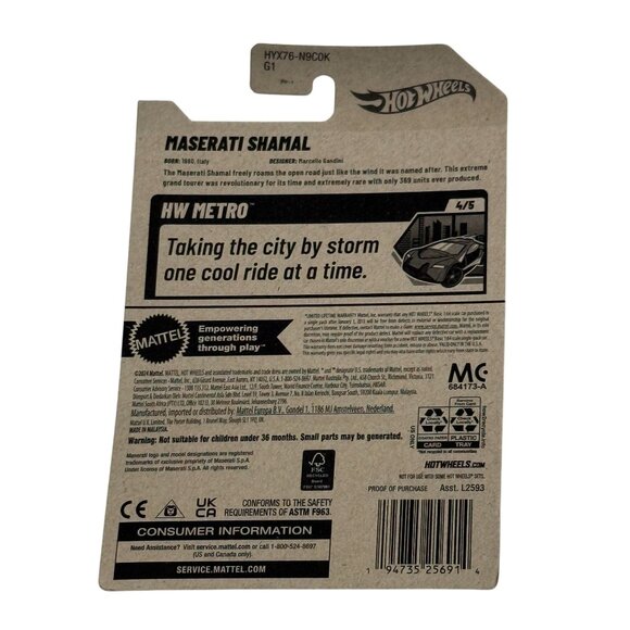 Hot Wheels 2025 Maserati Shamal Black Diecast Car HW Metro 4/5 - Picture 2 of 6